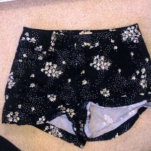 Black flowered shorts